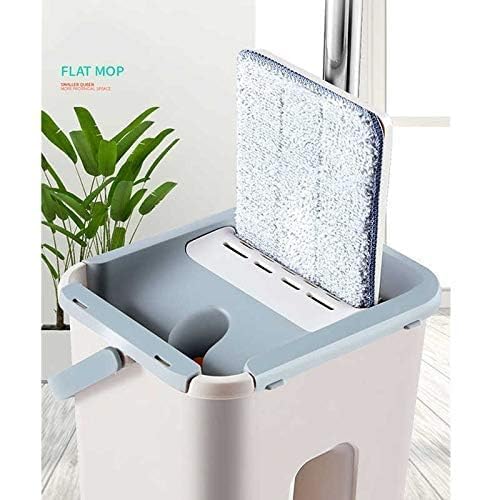 New Unique Microfiber Slim Scratch Cleaning Squeeze Mop with Bucket and 2 Refills Smart Sleek Compact Size Mop, Stainless Handlee Laundry Scent Booster