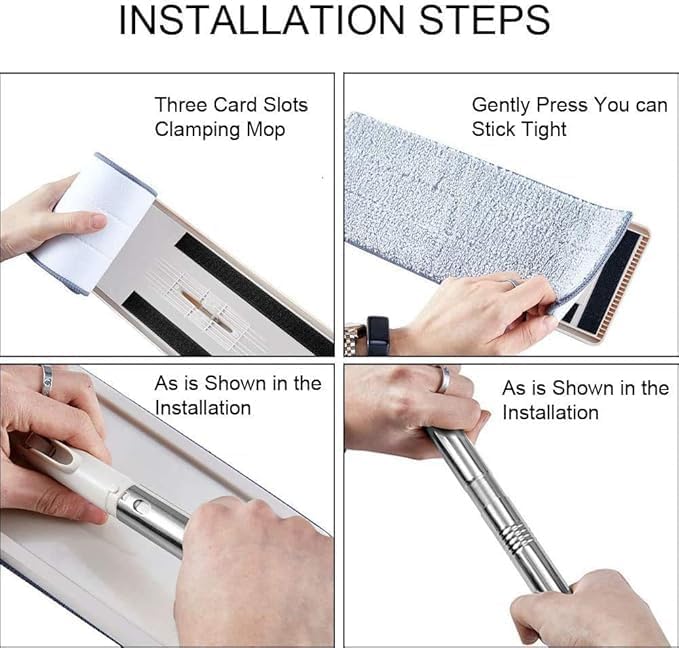 New Unique Microfiber Slim Scratch Cleaning Squeeze Mop with Bucket and 2 Refills Smart Sleek Compact Size Mop, Stainless Handlee Laundry Scent Booster