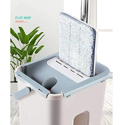 New Unique Microfiber Slim Scratch Cleaning Squeeze Mop with Bucket and 2 Refills Smart Sleek Compact Size Mop, Stainless Handlee Laundry Scent Booster