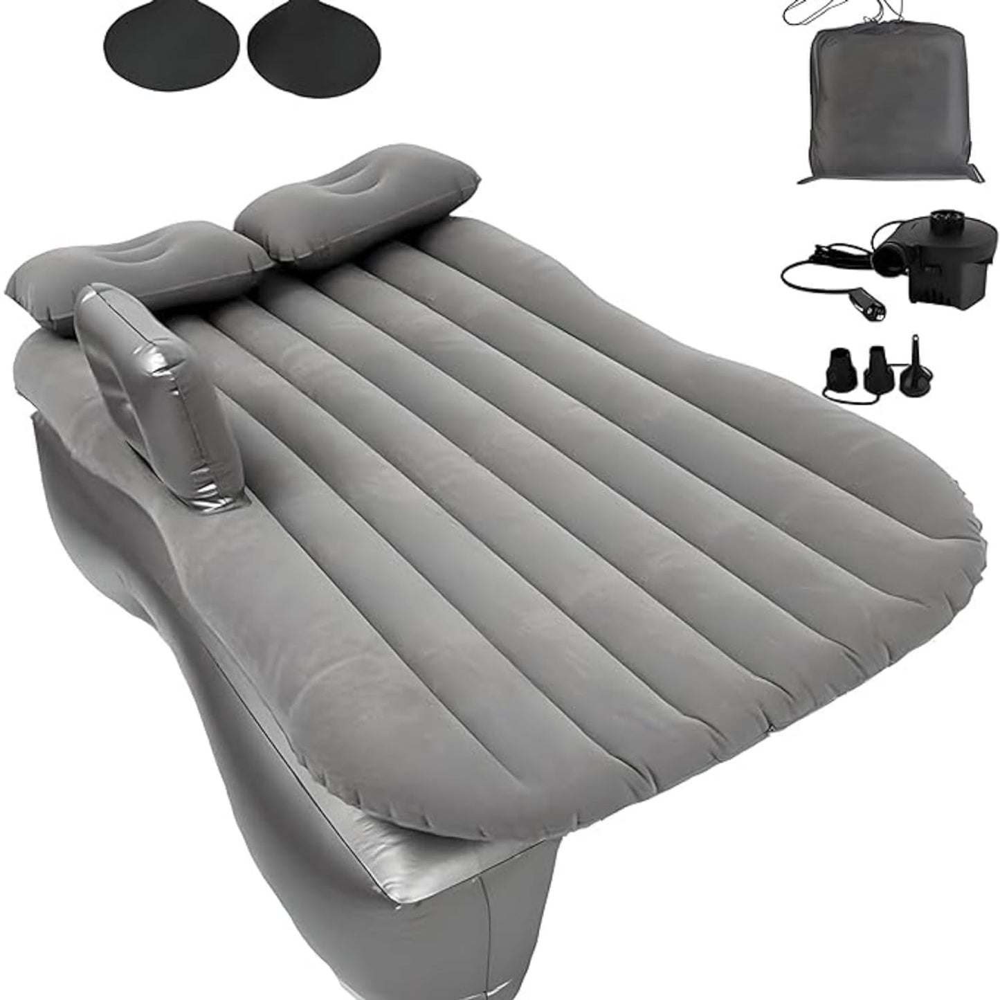 Premium Car Inflatable Bed with Pump & 2 Air Pillow|Quick Inflatable Back Seat Bed|Car Inflatable Mattress|Car Bed Mattress|Car Bed For Kids,Travel,Trips,Camping,Picnic,Pool & Beach|Universal Fit|Grey
