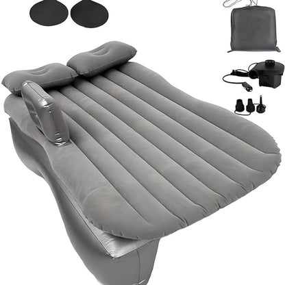 Premium Car Inflatable Bed with Pump & 2 Air Pillow|Quick Inflatable Back Seat Bed|Car Inflatable Mattress|Car Bed Mattress|Car Bed For Kids,Travel,Trips,Camping,Picnic,Pool & Beach|Universal Fit|Grey